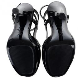 Pre Owned Saint Laurent Paris Black Patent  Jelly Tribute Sandals Size 36