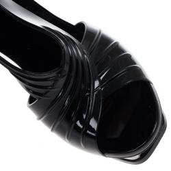 Pre Owned Saint Laurent Paris Black Patent  Jelly Tribute Sandals Size 36