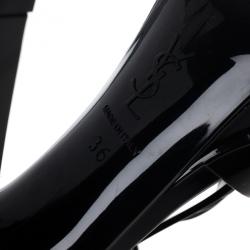 Pre Owned Saint Laurent Paris Black Patent  Jelly Tribute Sandals Size 36