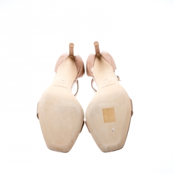 Pre Owned Saint Laurent Paris Beige Patent Leather Amber Ankle Strap Open Toe Sandals Size 36