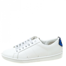 Saint Laurent Paris White Leather Classic Lips Low Top Sneakers Size 35.5