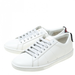 Saint Laurent Paris White Leather Classic Lips Low Top Sneakers Size 35.5