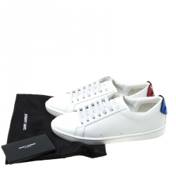 Saint Laurent Paris White Leather Classic Lips Low Top Sneakers Size 35.5