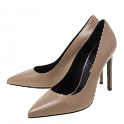 Pre Owned Saint Laurent Paris Brown Leather Pointed Toe Pumps Size 37