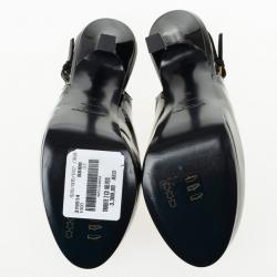 Pre Owned Yves Saint Laurent Black Patent Tribtoo Slingback Platform Sandals Size 37