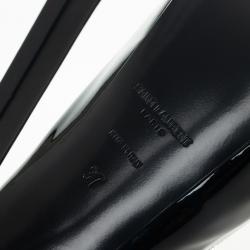 Pre Owned Yves Saint Laurent Black Patent Tribtoo Slingback Platform Sandals Size 37