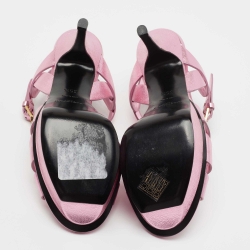 Pre Owned Saint Laurent Metallic Pink Leather Tribute Sandals Size 35.5