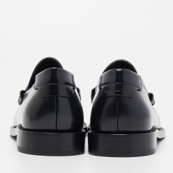 Pre Owned Saint Laurent Paris Black Leather Penny Slip On Loafers Size 38