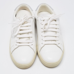 مملوكة مسبقًا Saint Laurent White Leather Court Classic SL/06 Sneakers Size 38.5