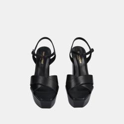 Pre Owned Saint Laurent Leather Block Heel Ankle Strap Sandals 41