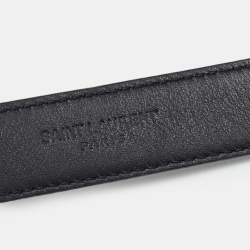 مملوكة مسبقًا Saint Laurent Black Leather Cassandre Slim Belt 85 CM