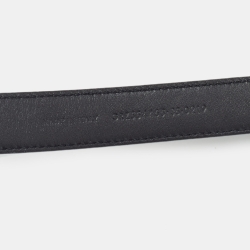 مملوكة مسبقًا Saint Laurent Black Leather Cassandre Slim Belt 85 CM