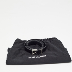 مملوكة مسبقًا Saint Laurent Black Leather Cassandre Slim Belt 85 CM