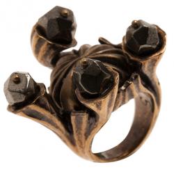 مملوكة مسبقًا Saint Laurent Paris Shadow Crown Gold Ring Size 50