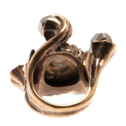 مملوكة مسبقًا Saint Laurent Paris Shadow Crown Gold Ring Size 50