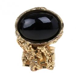 Pre Owned Saint Laurent Paris Arty Black Ring Size 54.5