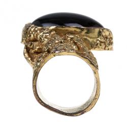 Pre Owned Saint Laurent Paris Arty Black Ring Size 54.5