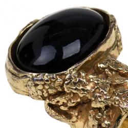 Pre Owned Saint Laurent Paris Arty Black Ring Size 54.5