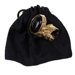 Pre Owned Saint Laurent Paris Arty Black Ring Size 54.5