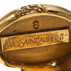 Pre Owned خاتم سان لوران باريس لون ذهبي كابوشون أزرق ذهبي أرتسي مقاس 57