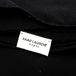 Pre Owned Saint Laurent Paris Black Silk Chiffon Metallic Dot Stole