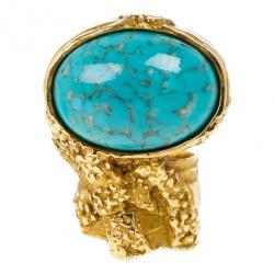 Pre Owned Saint Laurent Arty Turquoise Ring Size 52