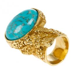 Pre Owned Saint Laurent Arty Turquoise Ring Size 52