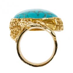 Pre Owned Saint Laurent Arty Turquoise Ring Size 52