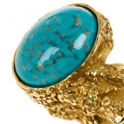 Pre Owned Saint Laurent Arty Turquoise Ring Size 52