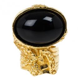 Pre Owned Saint Laurent Arty Black Ring Size 54.5