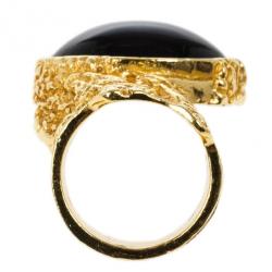 Pre Owned Saint Laurent Arty Black Ring Size 54.5