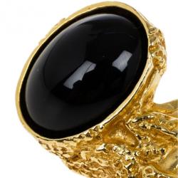 Pre Owned Saint Laurent Arty Black Ring Size 54.5