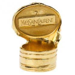 Pre Owned Saint Laurent Arty Black Ring Size 54.5