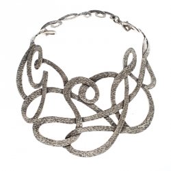 Pre Owned قلادة سان لوران باريس مفرغة فضية اللون