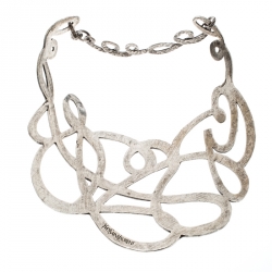 Pre Owned قلادة سان لوران باريس مفرغة فضية اللون