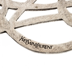 Pre Owned قلادة سان لوران باريس مفرغة فضية اللون