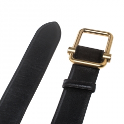 Pre Owned Saint Laurent Dark Brown Leather Buckle Belt 90cm