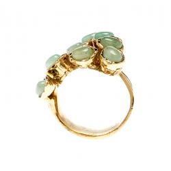 Pre Owned خاتم سان لوران باريس أرتي دوتس أحجار خضراء ذهبي اللون مقاس 54.5