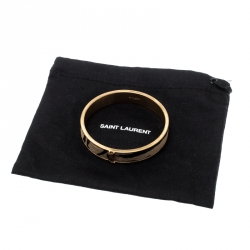 Pre Owned سوار سان لوران باريس فرو نقشة الفهد ذهبي اللون عريض