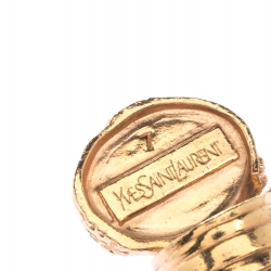 Pre Owned خاتم سان لورا ن آرتي ذهبي اللون بحجر زجاج أزرق مقاس 54.5