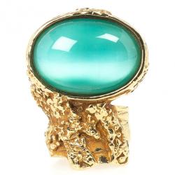 مملوكة مسبقًا Saint Laurent Arty Green Oval Ring Size 53