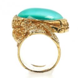 مملوكة مسبقًا Saint Laurent Arty Green Oval Ring Size 53