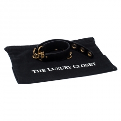 مملوكة مسبقًا Yves Saint Laurent Black Leather Chain Detail Belt 80CM