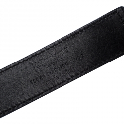 مملوكة مسبقًا Yves Saint Laurent Black Leather Chain Detail Belt 80CM