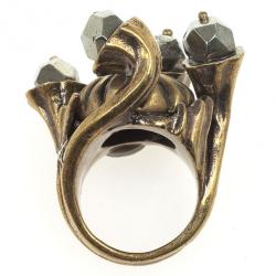 Yves Saint Laurent Shadow Crown Ring Gold Metal Size 49