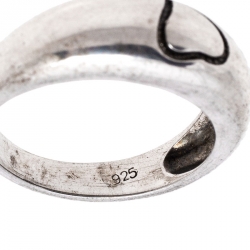 مملوكة مسبقًا خاتم سان لوران باريس بنقوش قلب فضة استرليني مقاس 58