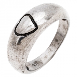 مملوكة مسبقًا خاتم سان لوران باريس بنقوش قلب فضة استرليني مقاس 58