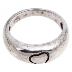 مملوكة مسبقًا خاتم سان لوران باريس بنقوش قلب فضة استرليني مقاس 58