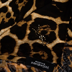 Yves Saint Laurent Beige Leopard Print Silk Scarf