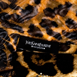 Yves Saint Laurent Beige Leopard Print Silk Scarf